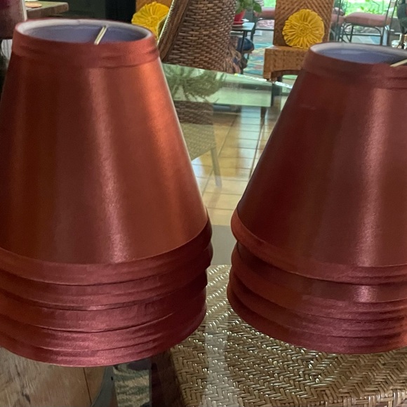 SOLD LIKE New Copper Silk Chandelier Lamp Shades 5” x 3” x 6” SOLD - Picture 2 of 7